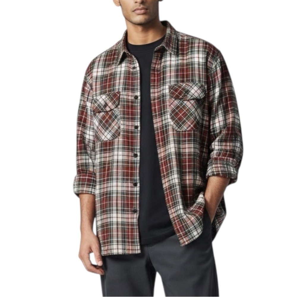CARHARTT Red Plaid Long Sleeve Button Up in Cotton Size XL
